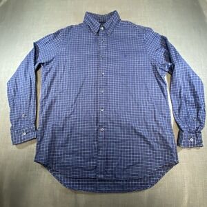 Ralph Lauren Long Sleeve Button Down Men's Shirt Classic Fit Large Blue Check